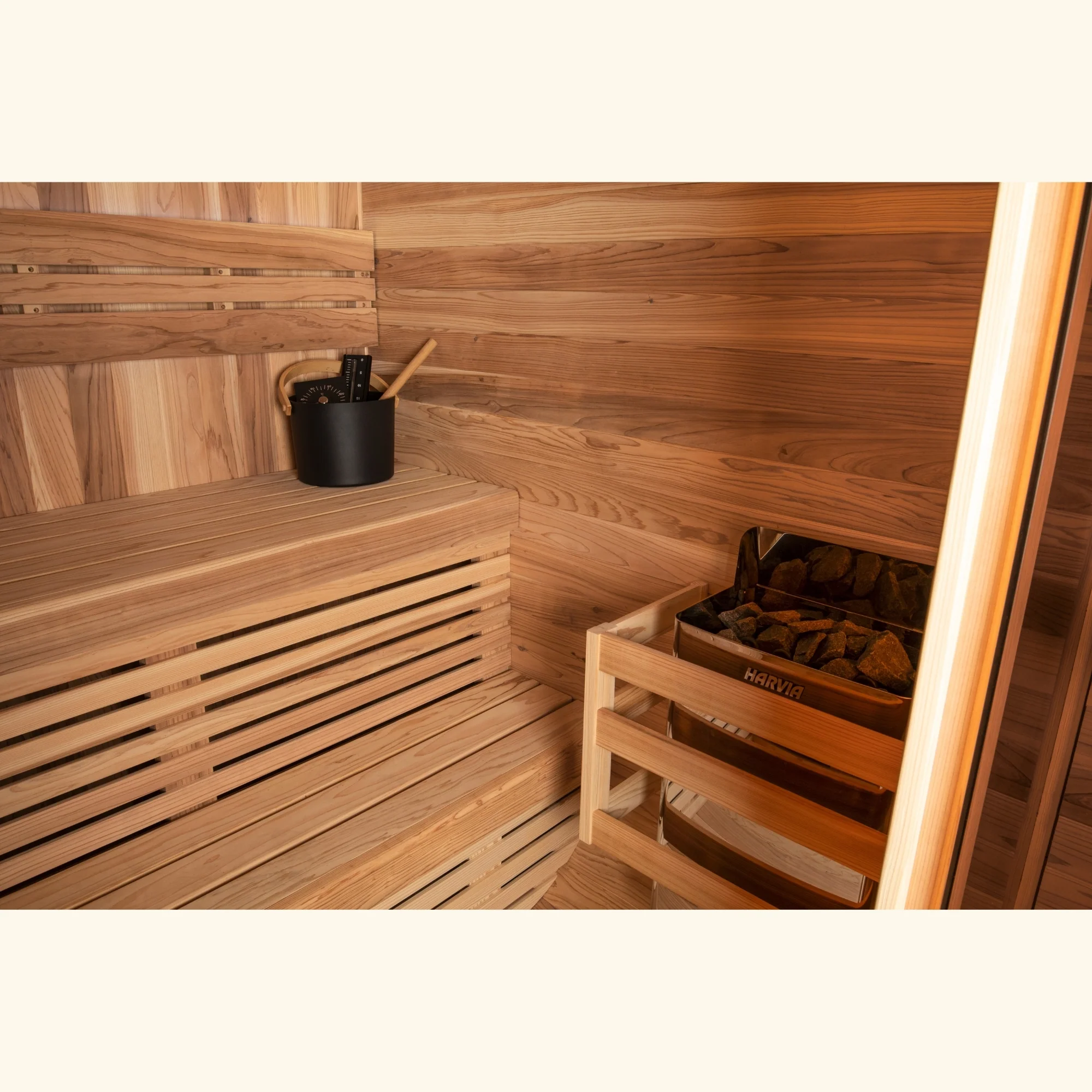 Ritual 6 Person Glass Front Outdoor Sauna Interior 2